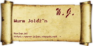 Wurm Jolán névjegykártya