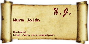 Wurm Jolán névjegykártya